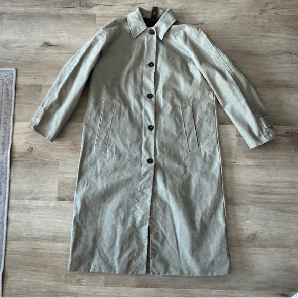 Zara Limited Edition Waxed Trench Coat Sz L - Picture 5 of 8